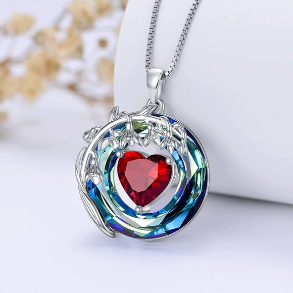 Birthstone Necklace for Women 925 Sterling Silver Birth Month Flower Nec… - Picture 8 of 15